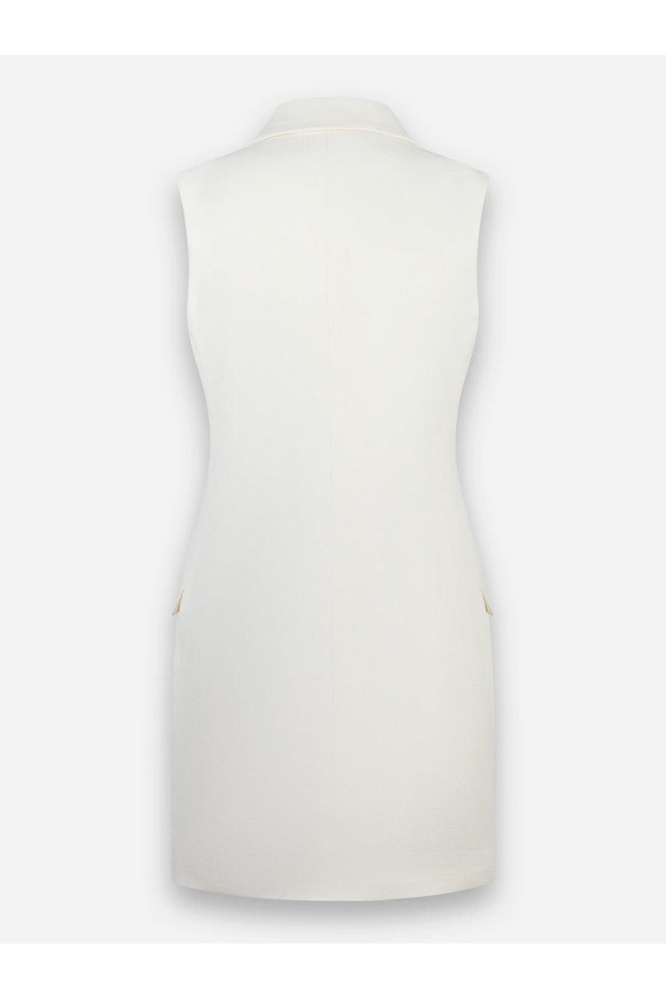 Tailored Sleeveless Dress In Sky-Hued Linen-Viscose Blend