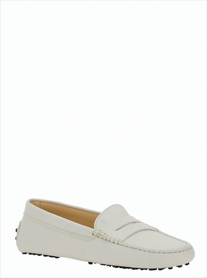 Minimalist White Leather Loafer with Penny Strap Detail