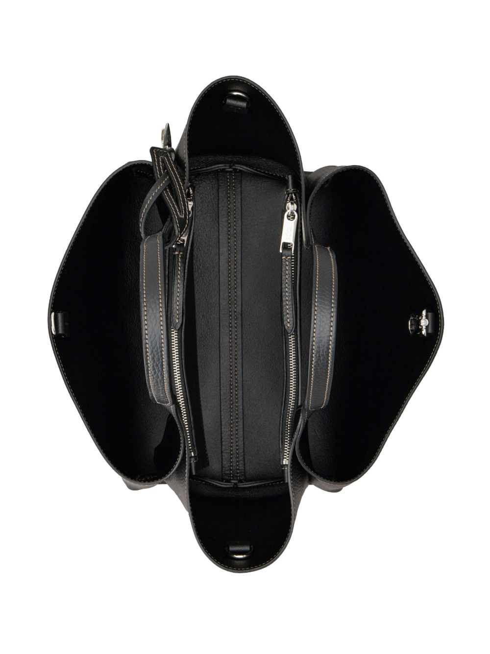 Grained Leather Tote Bag With Debossed Logo