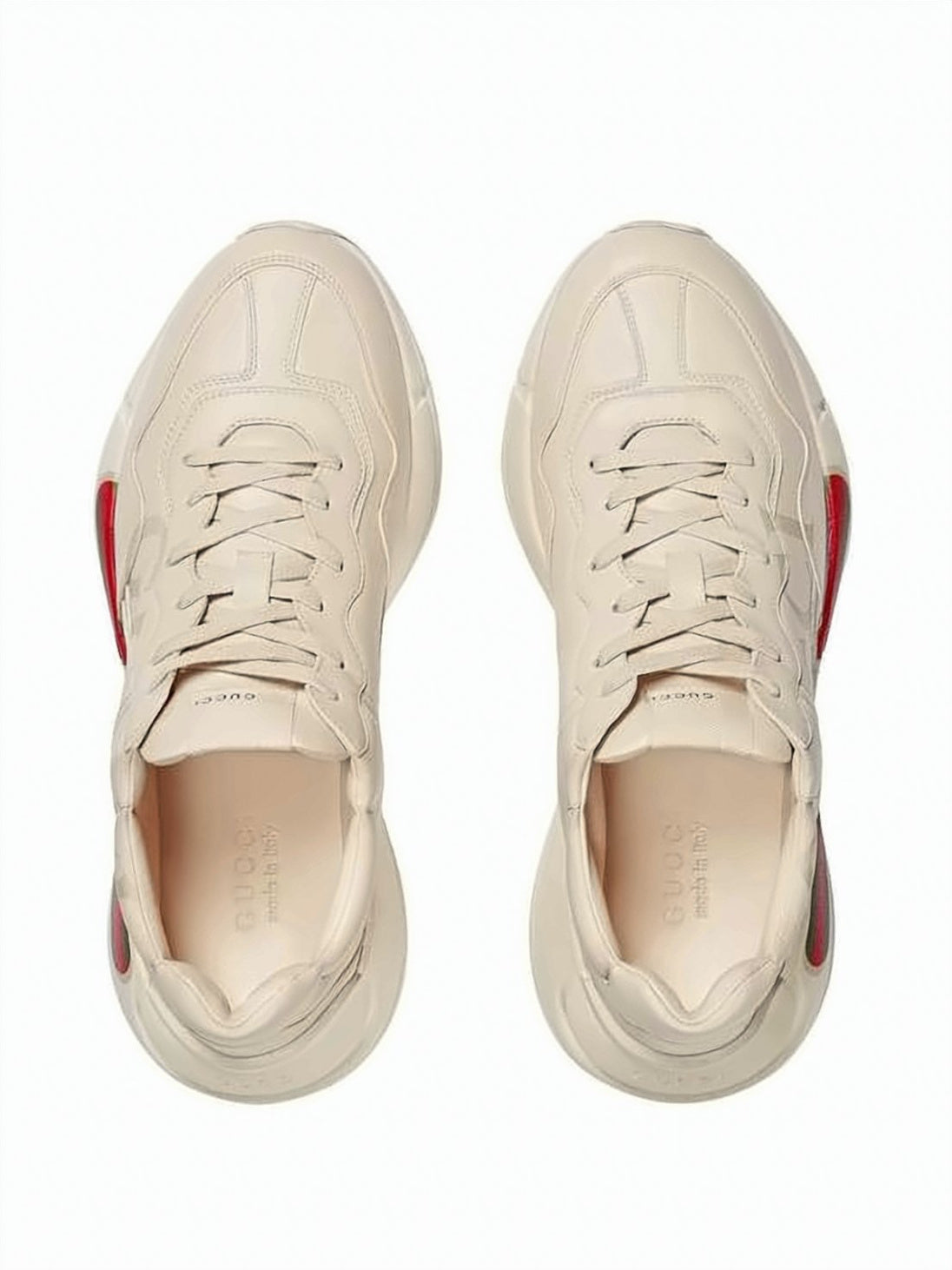 Cream Leather Sneakers with Iconic Stripe Detail
