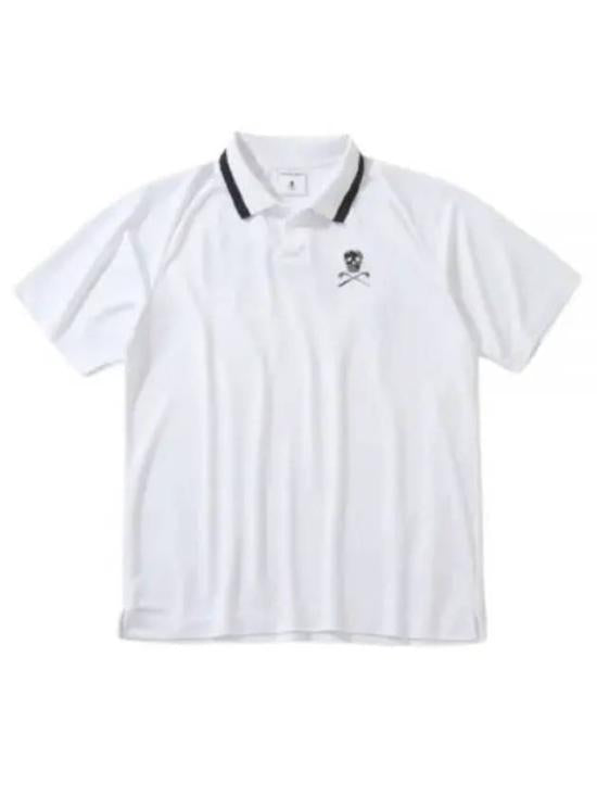 Classic Collar Short-Sleeved Polo Shirt with Contrasting Dark Stripe