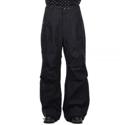 Relaxed Fit Straight Pants With Subtle Knee Detailing