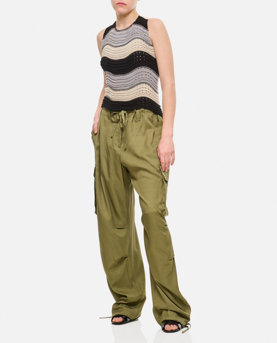 Linen And Cotton Horizontal Peacock Crop Top