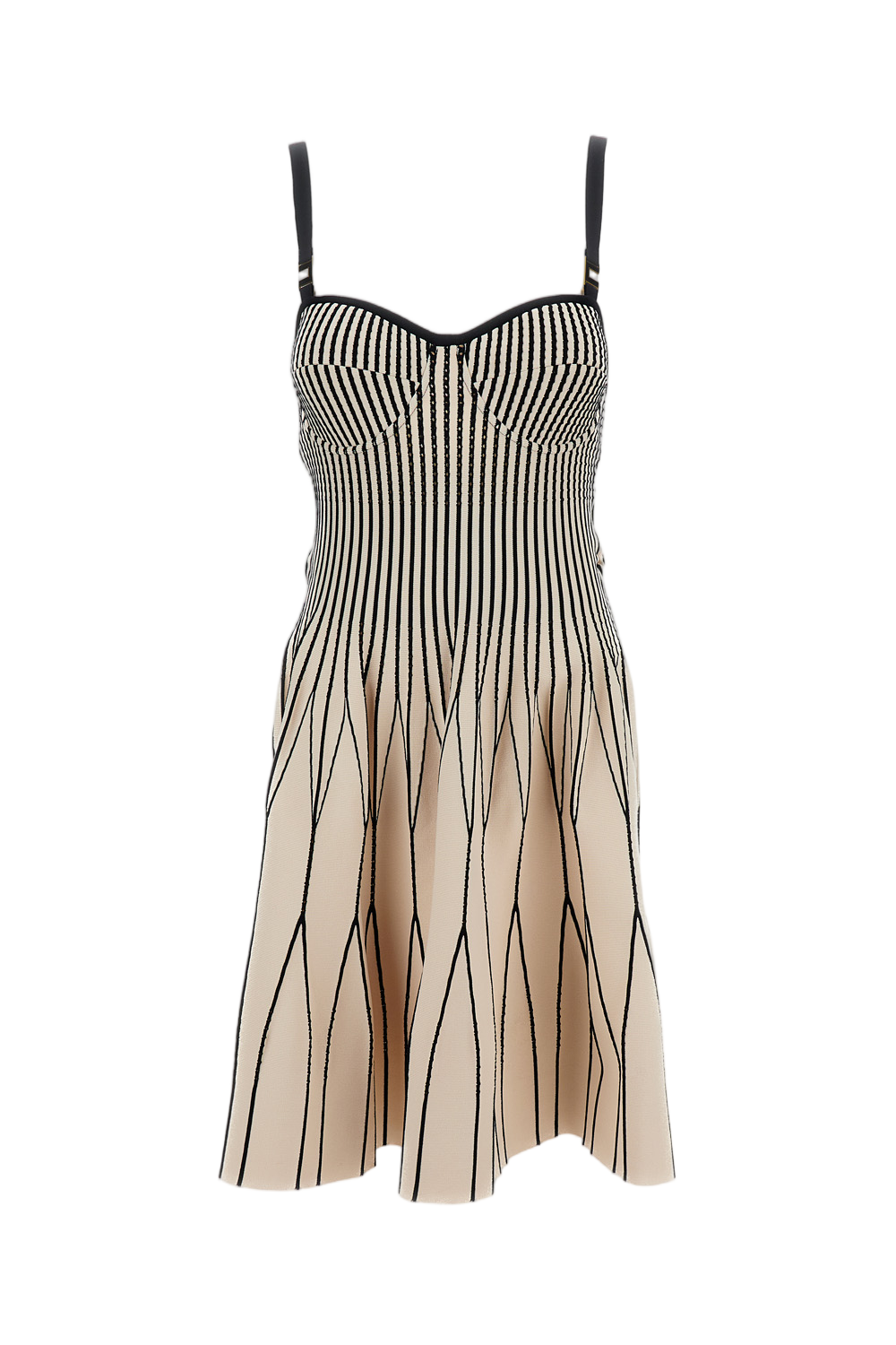 Bicolour Knit Mini Dress with Geometric Patterns