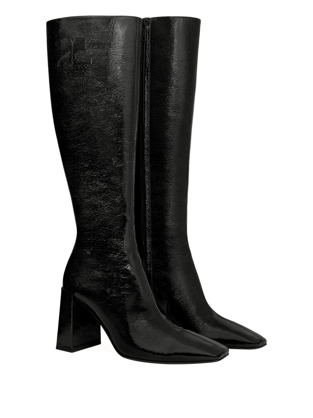Pointed Toe Black Boots With Glossy Finish