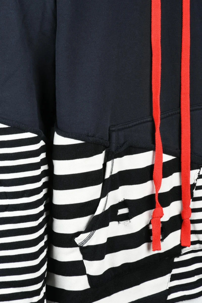Maxi Patchwork Hoodie - Blue/White