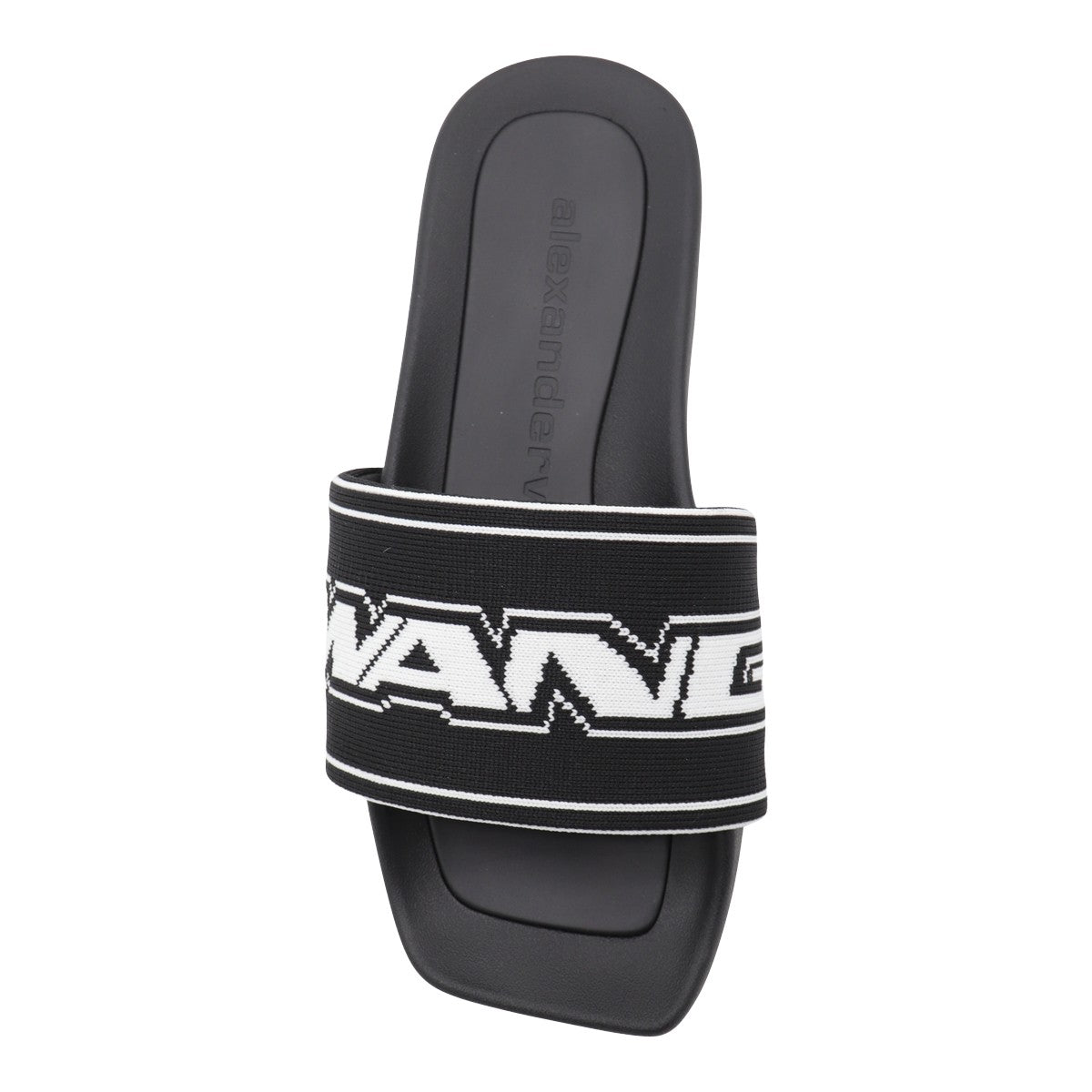 Black Slide Sandals with Bold Lettering