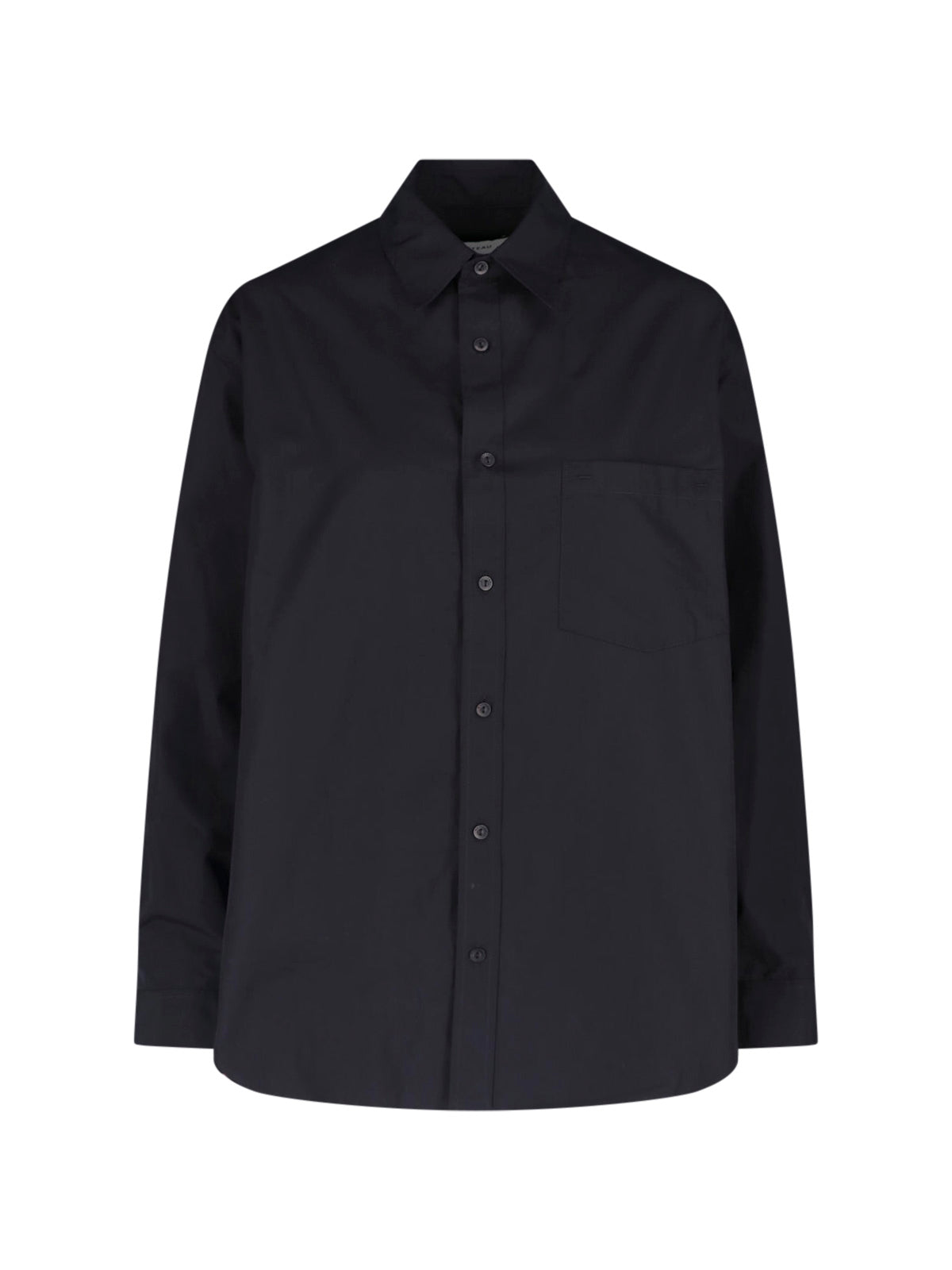 Black Relaxed Fit Button-Up Cotton Shirt