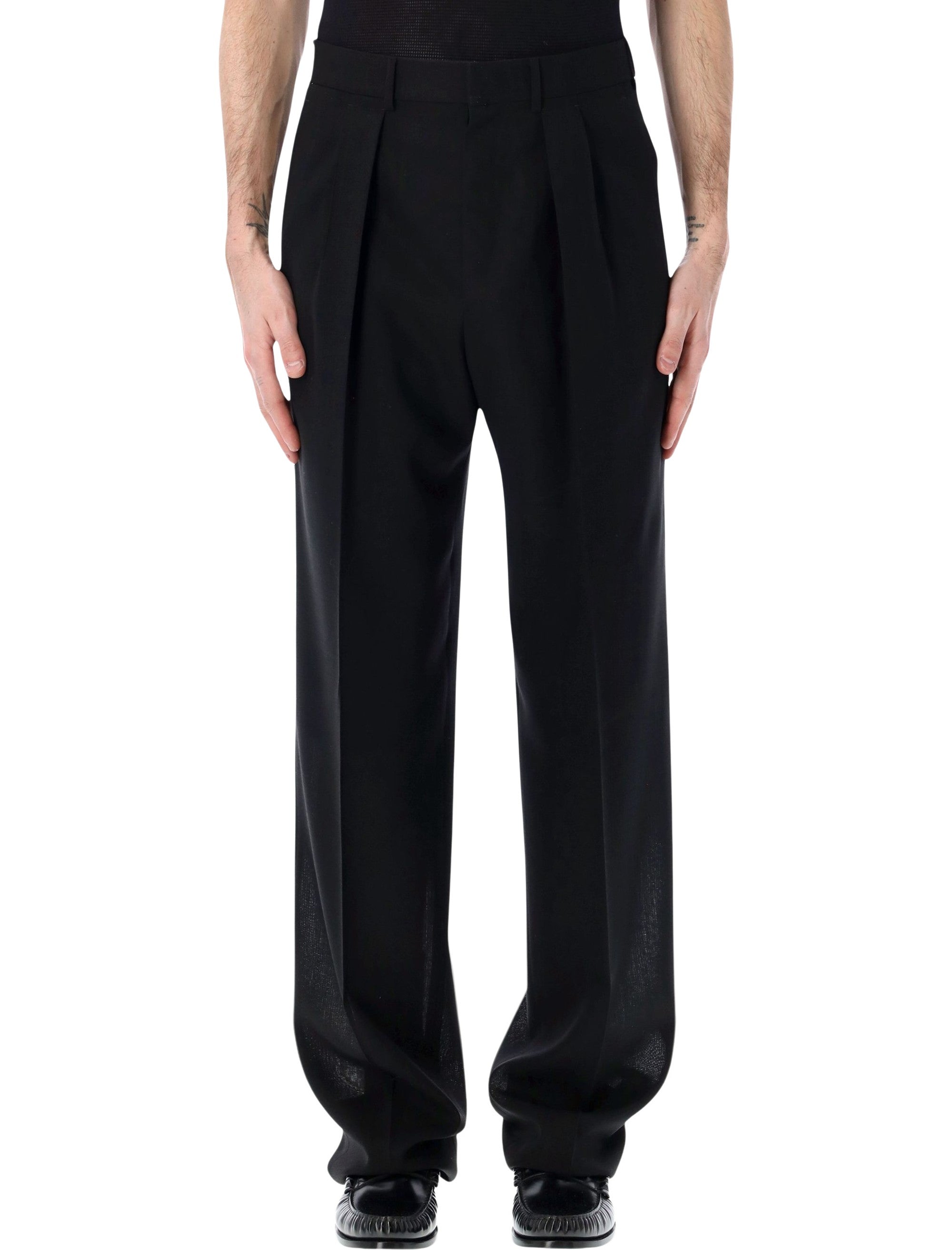 Double Pleat Wool Pants