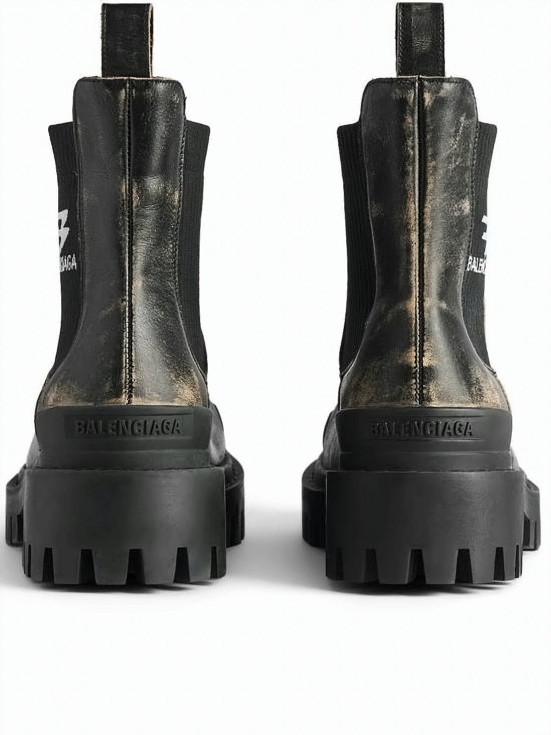 Distressed Leather Boots with Chunky Rubber Sole