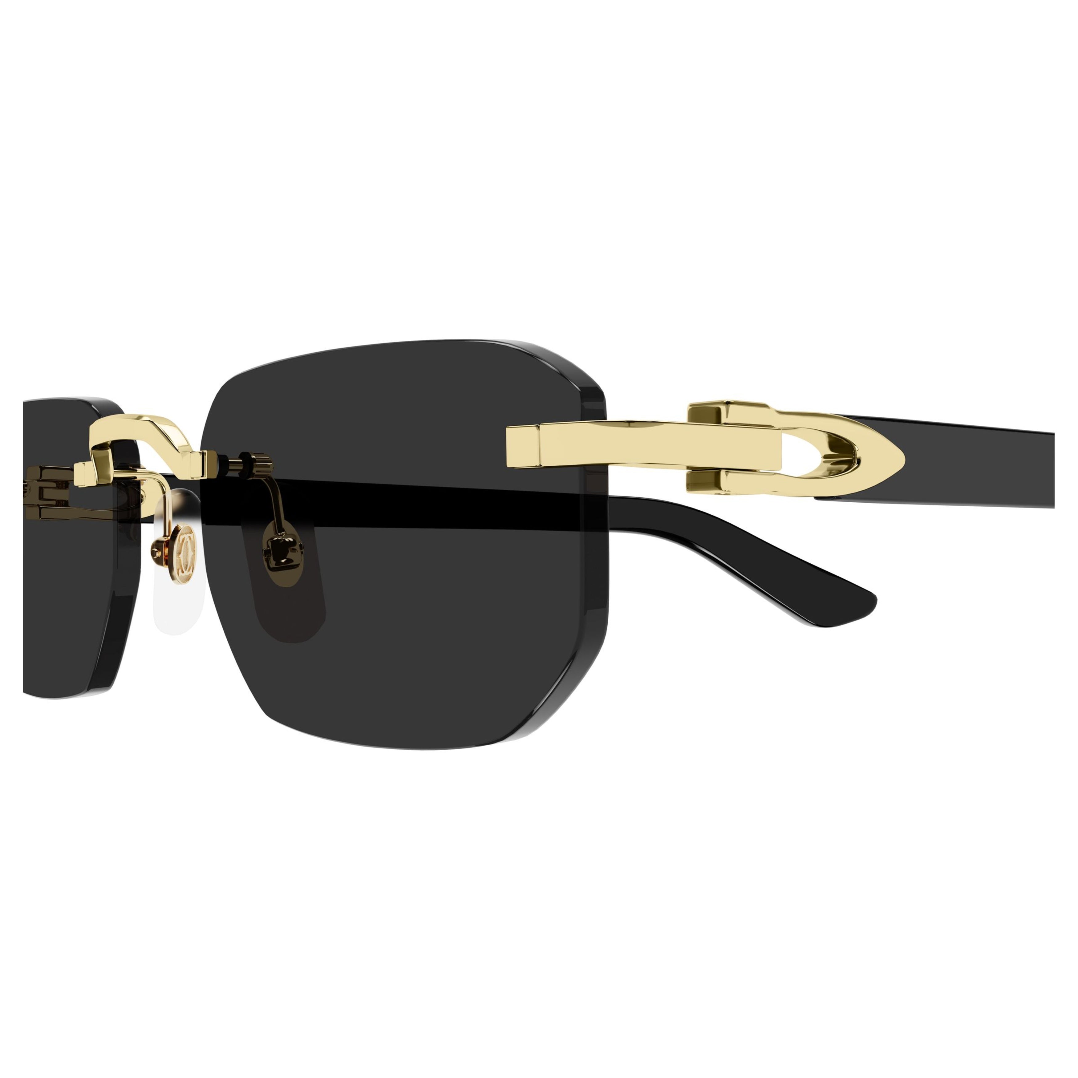 Rimless Rectangular Sunglasses With Gold Accents