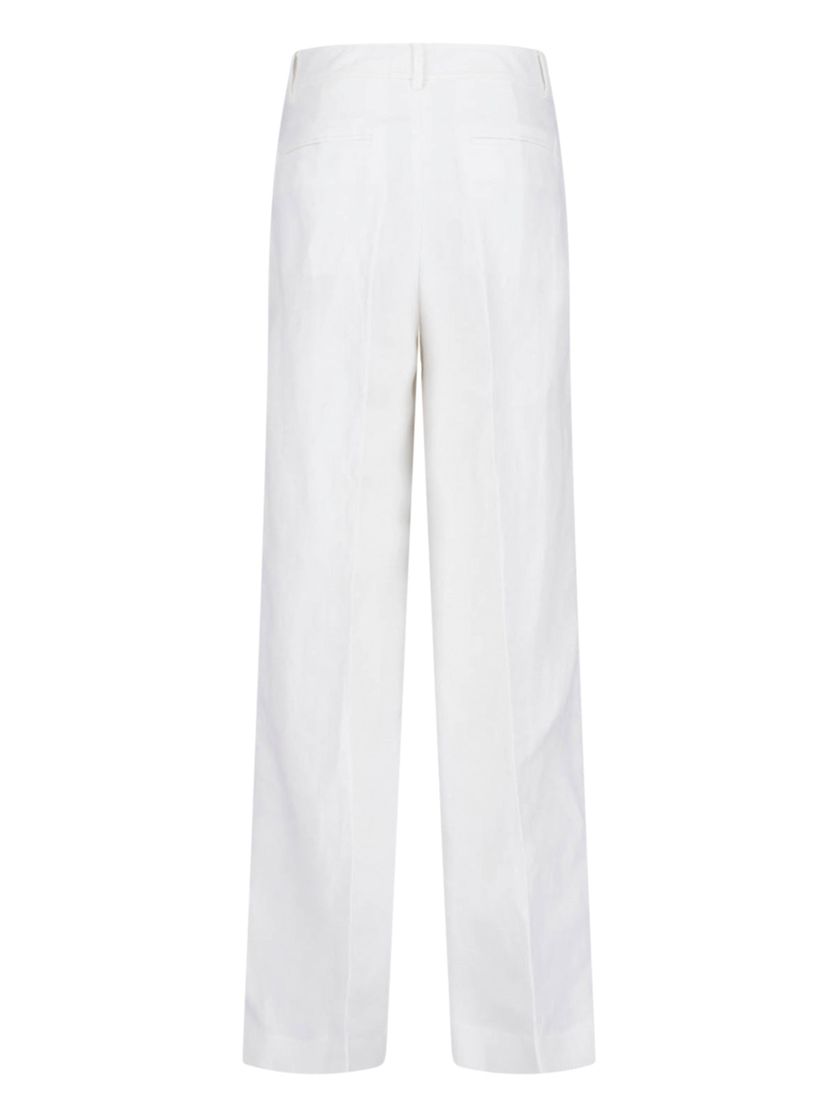 White Tailored High-Waisted Straight-Leg Trousers