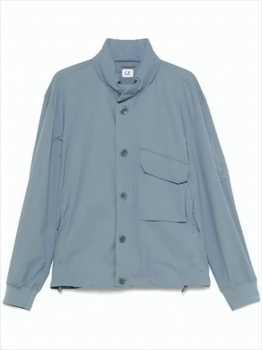 High-Collar Casual Jacket with Flap Pockets