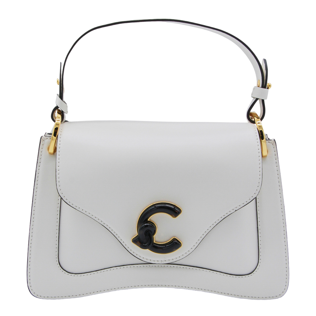 Structured Handbag with Gold Accents