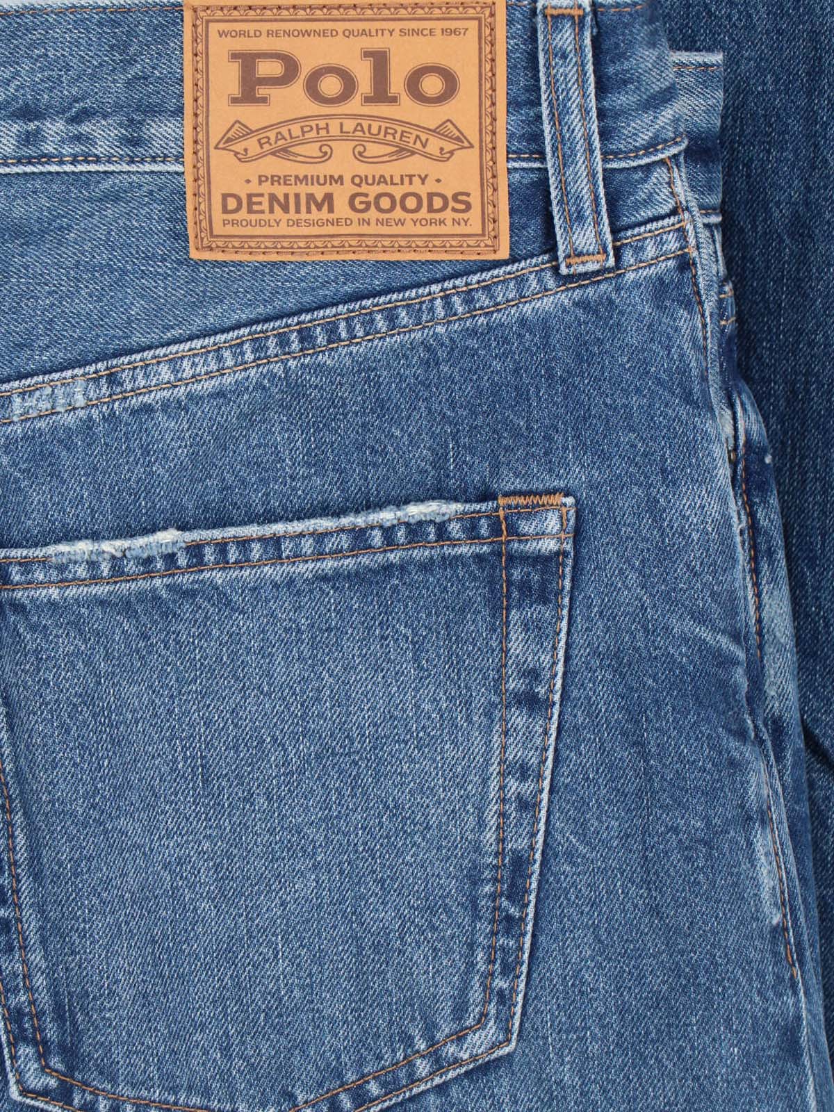 Blue High-Waisted Distressed Denim Jeans