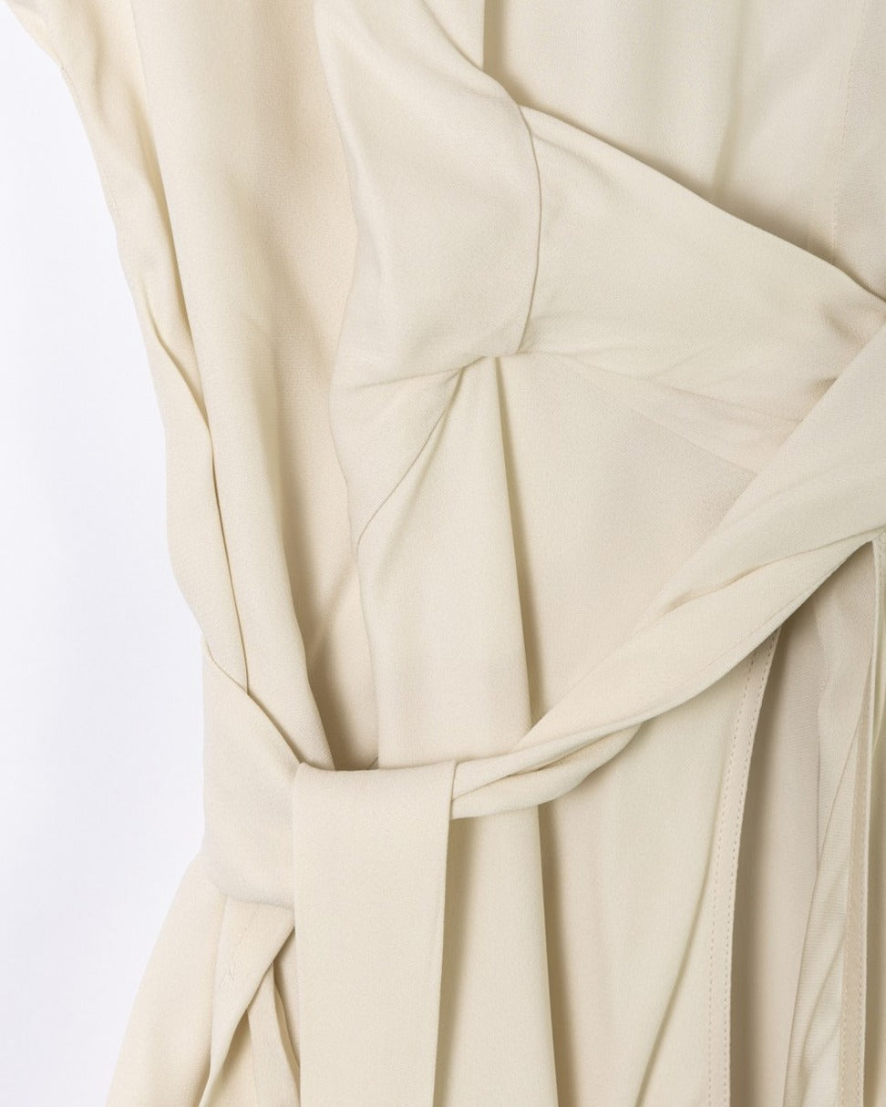 Knee-Length Silk Dress With Wraparound Design
