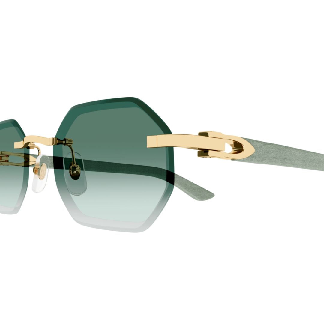 Gradient Tint Rimless Sunglasses With Gold Accents