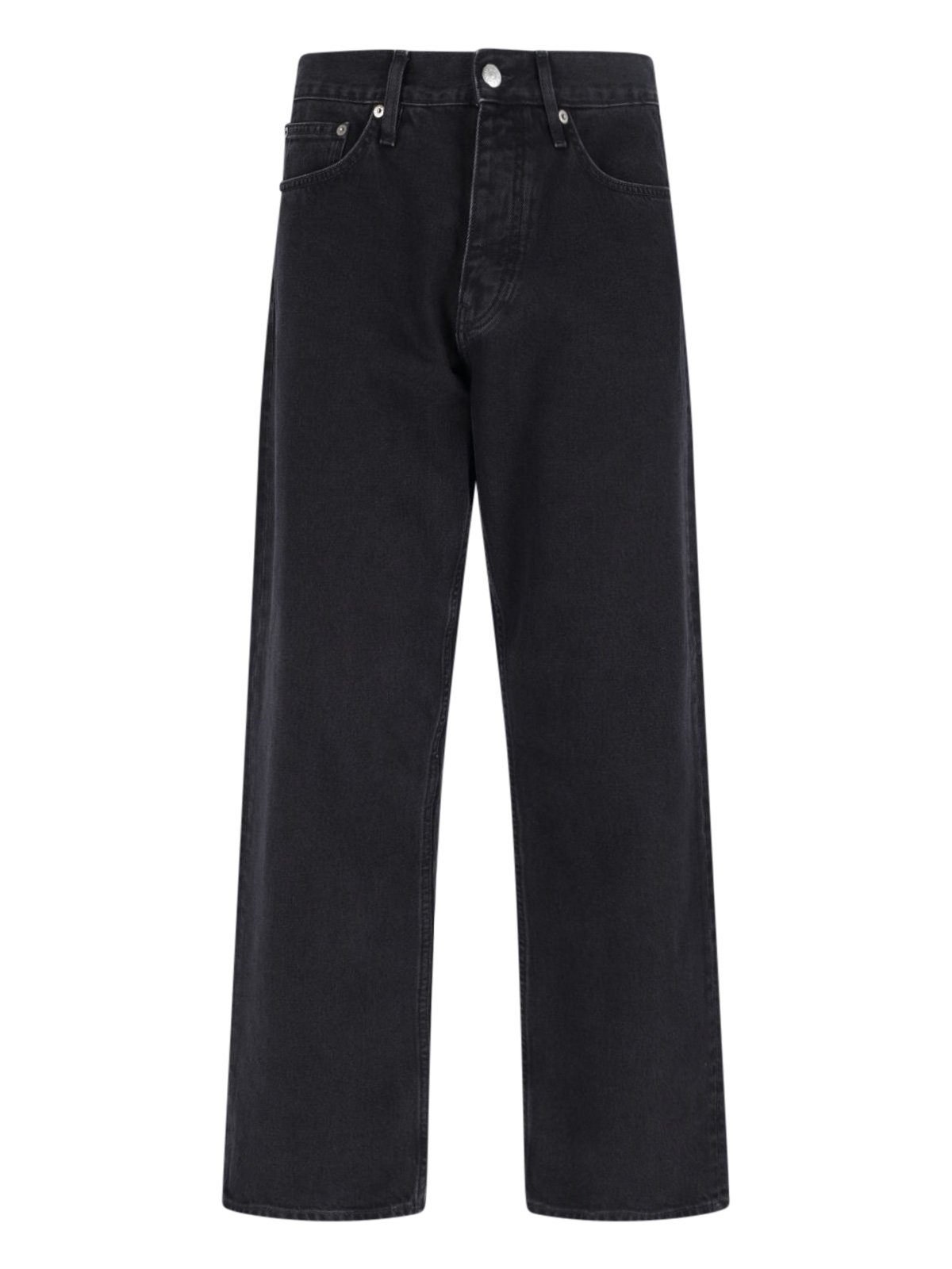 Straight-Leg Black Denim Pants