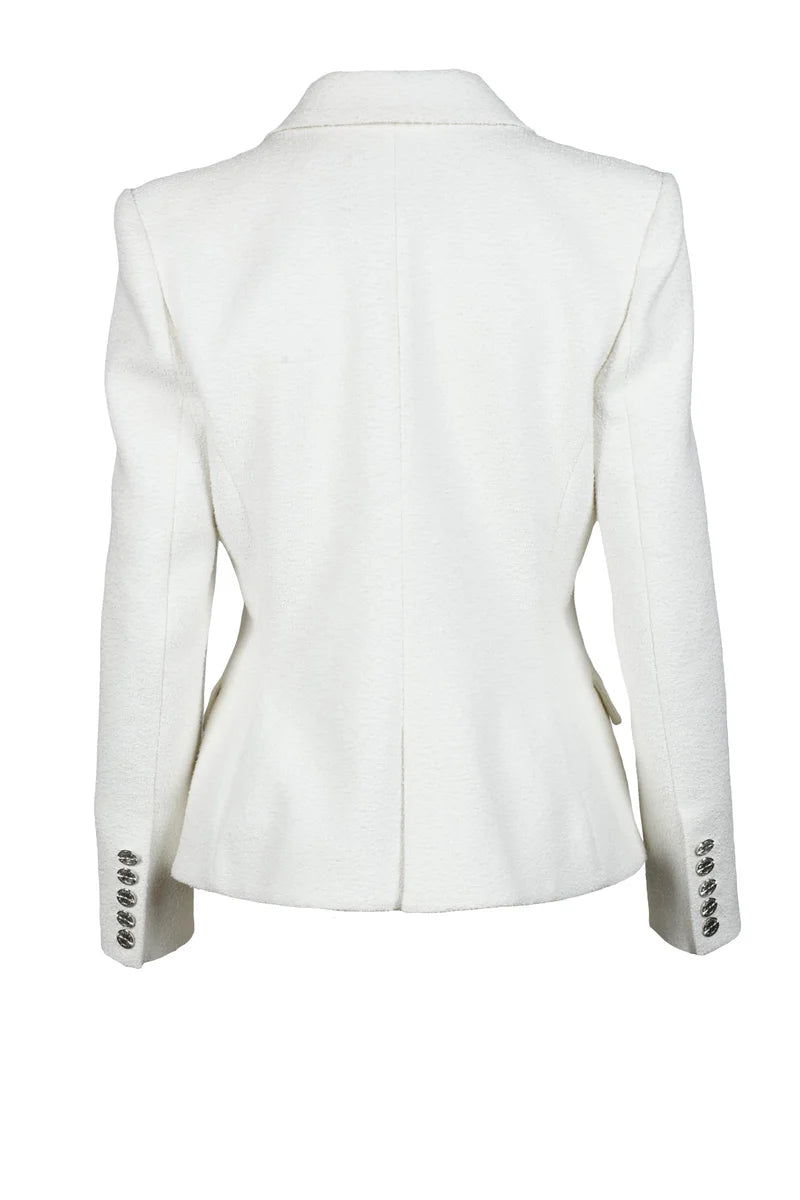 Double-Breasted Cotton Polyamide Jacket - White
