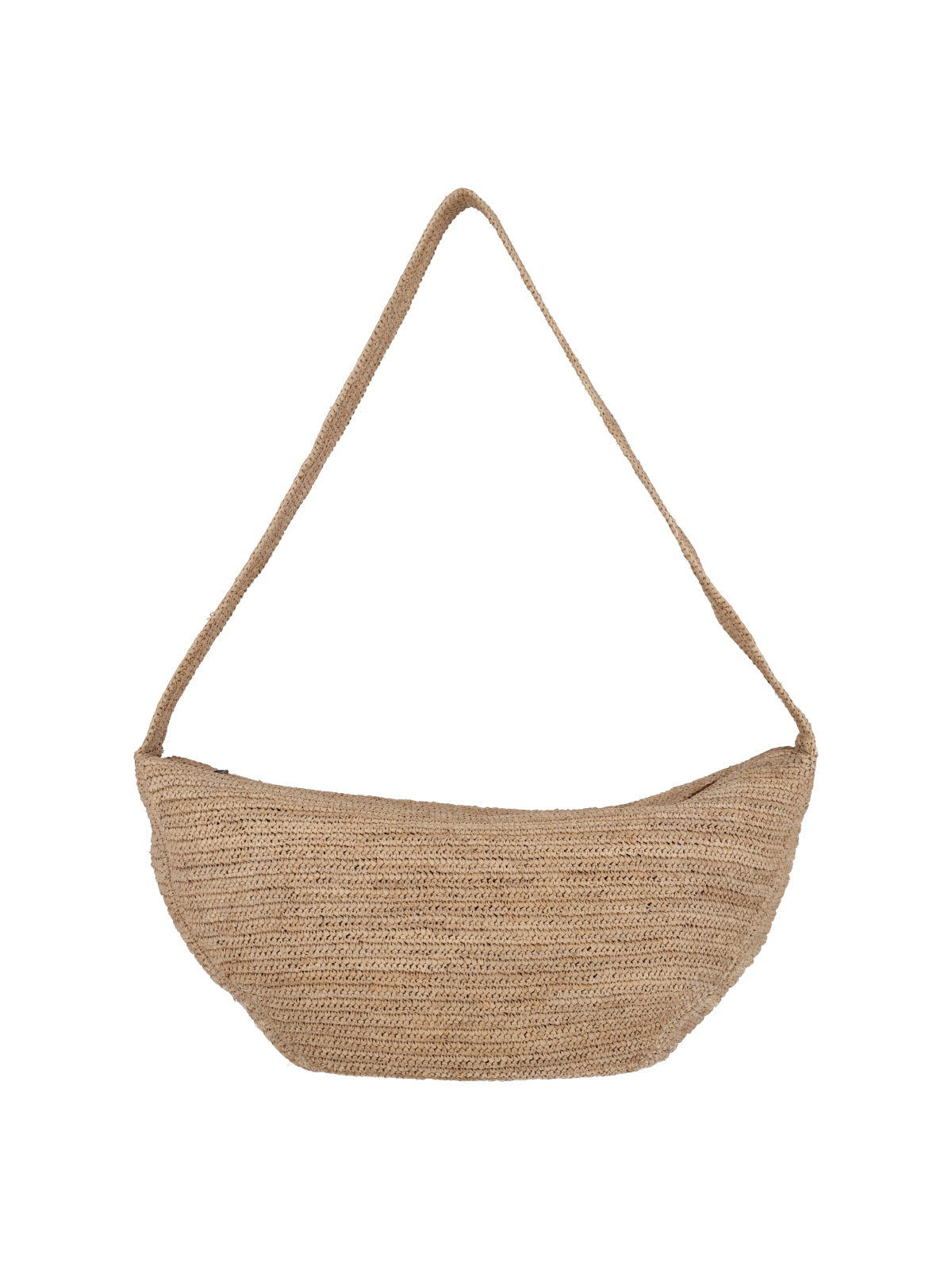 Beige Luna Woven Raffia Shoulder Bag