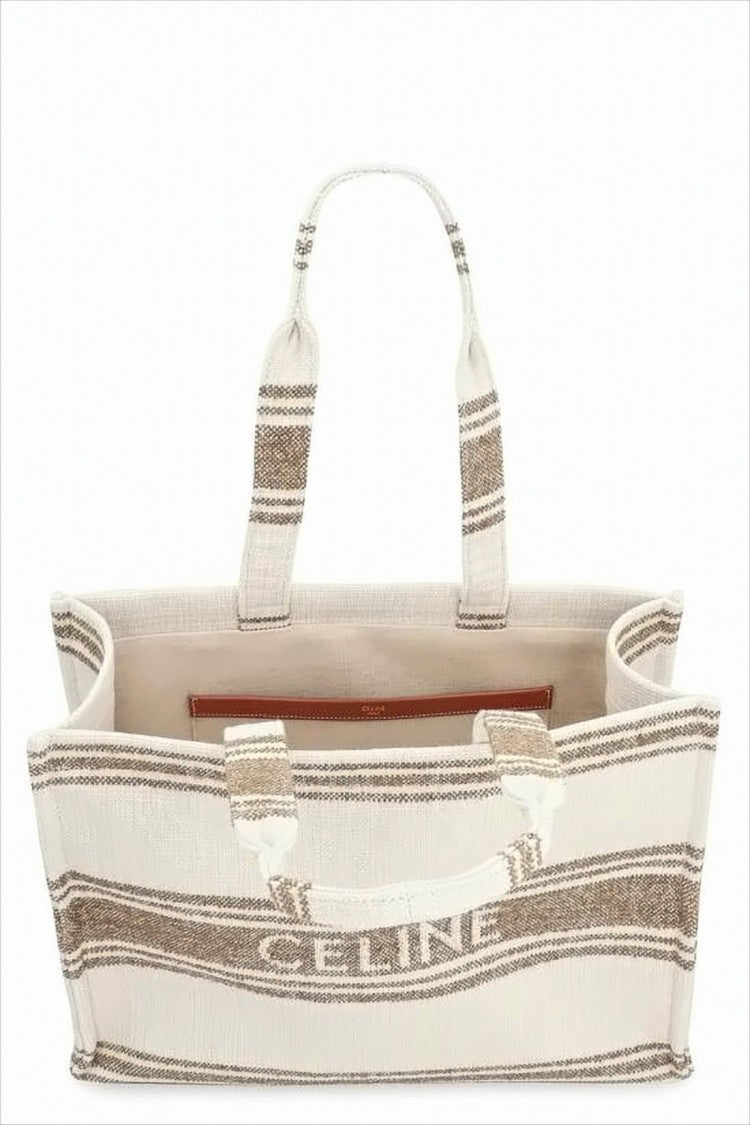 Woven Rectangular Tote Bag with Textured Stripes