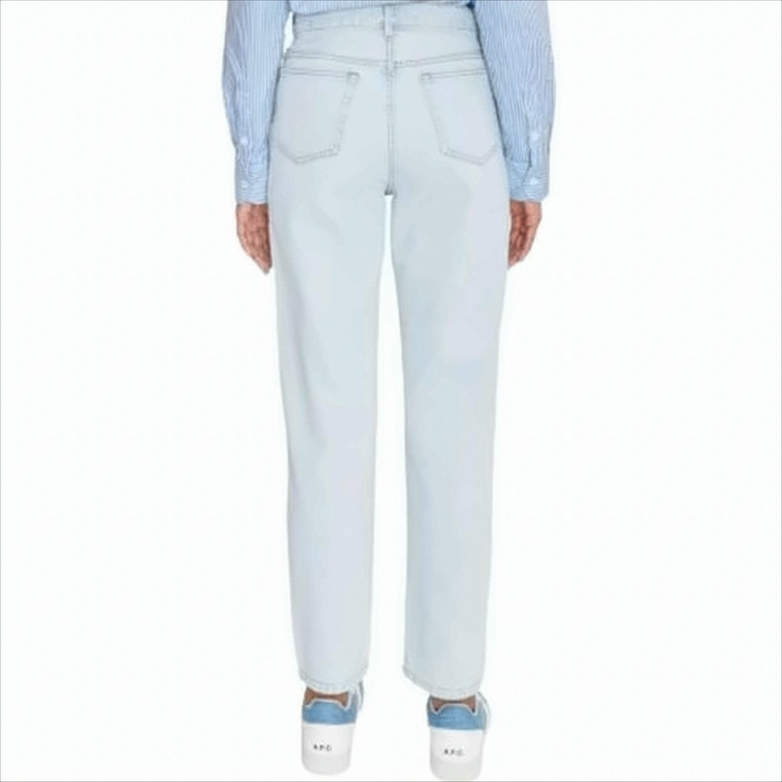 High-Waisted Straight-Leg Denim Pants