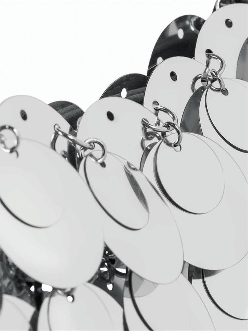 Futuristic Silver Disc Clutch with Chain Strap