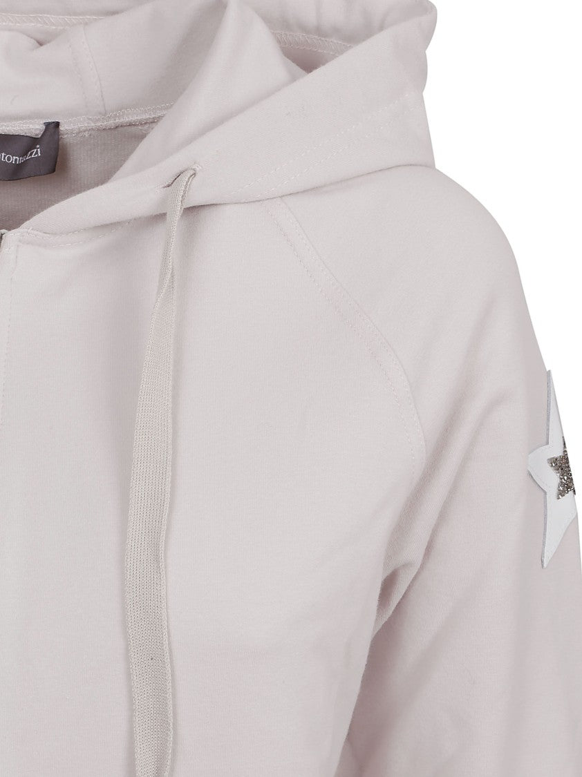 Hooded Zip-Up Sweater With Ribbed Detailing