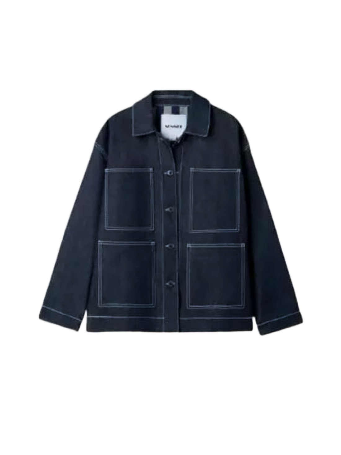 Boxy Black Denim Jacket with Contrasting Stitching