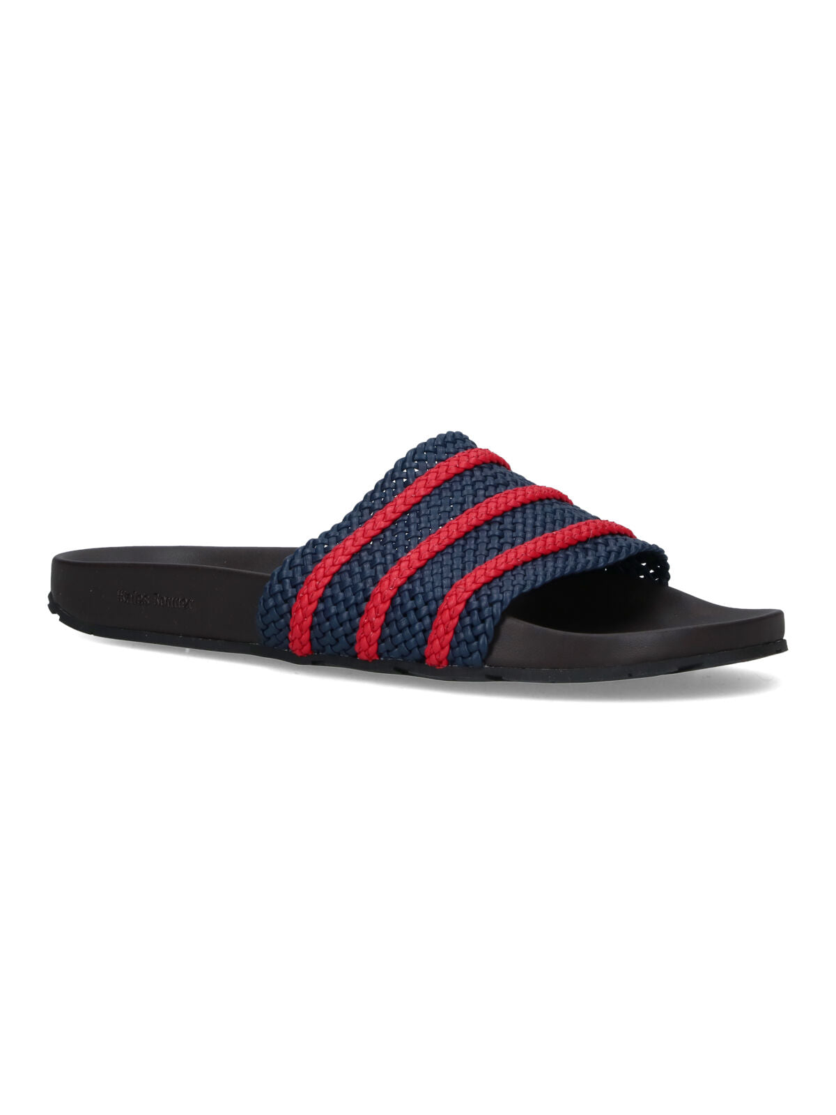 "Adilette" Slides, In Blue Fabric, Dark Tone