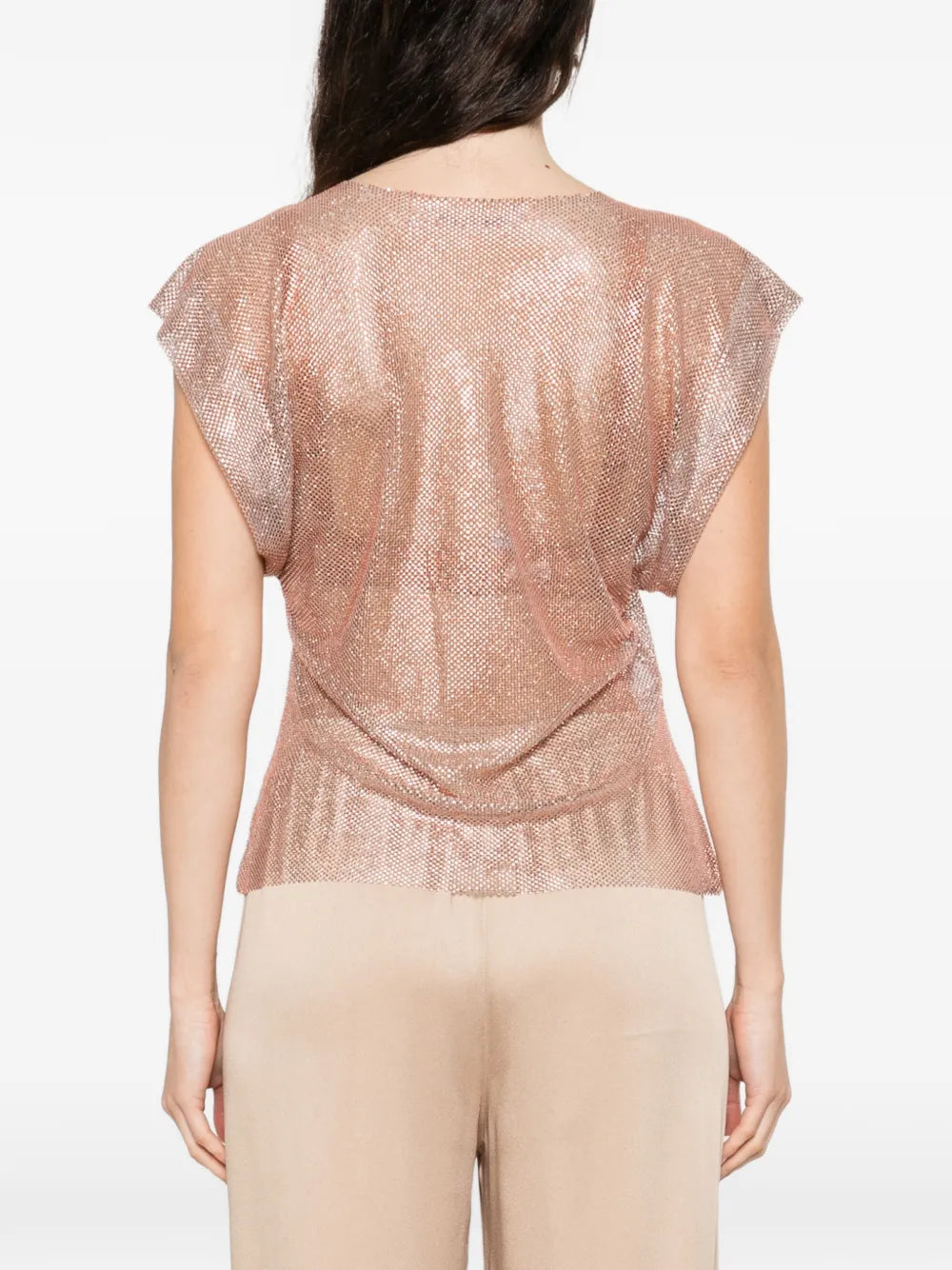 Shimmering Pink Mesh Top with Boxy Silhouette