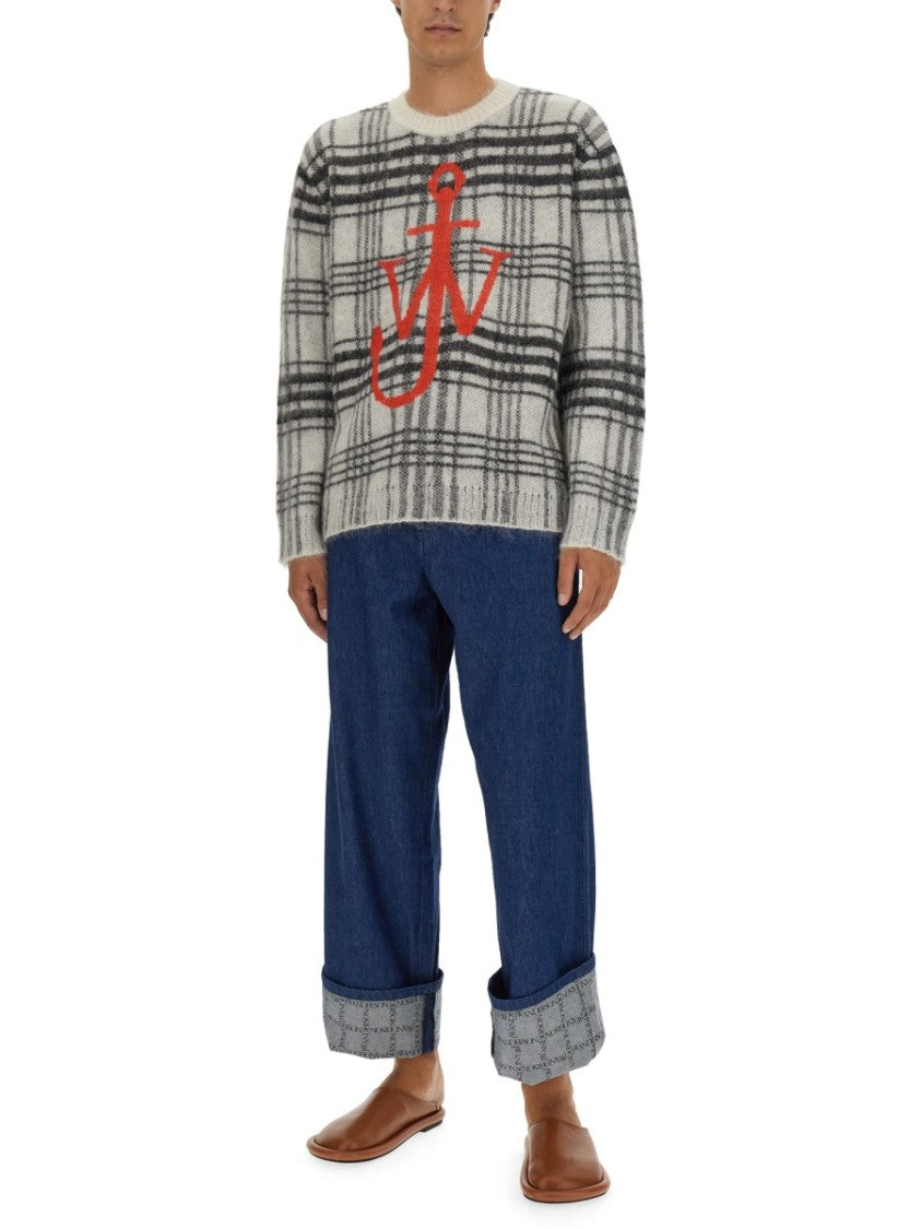 Classic Plaid Knit Jersey With Bold Anchor Logo
