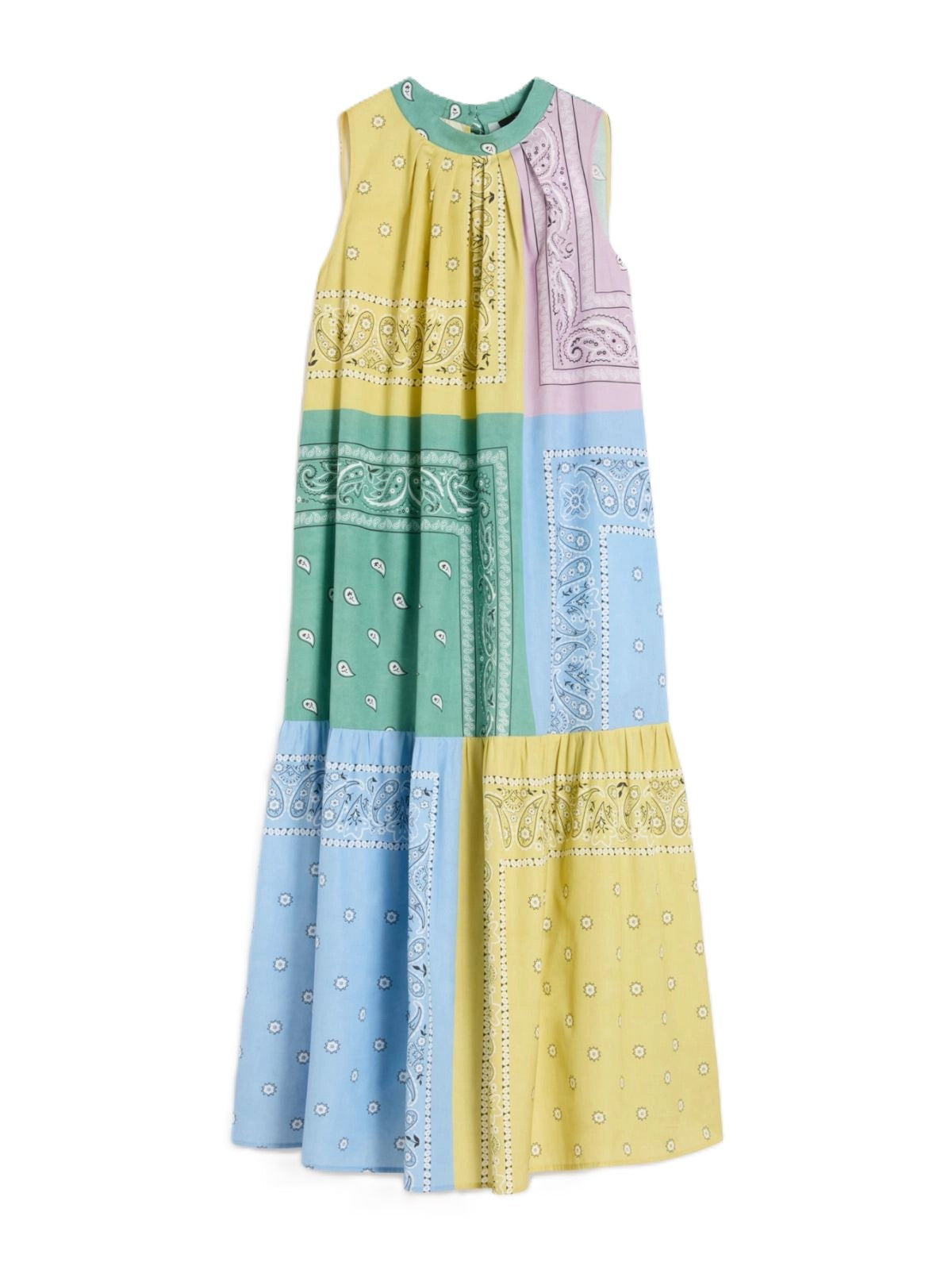 Patchwork Midi Dress with Bandana-Inspired Prints