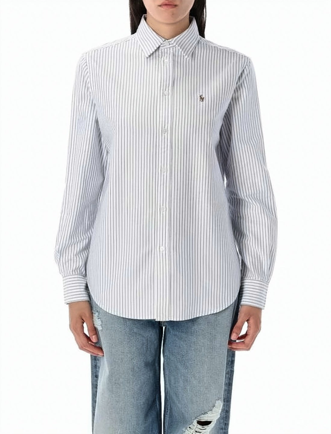 Classic Button-Down Shirt with Vertical Stripes