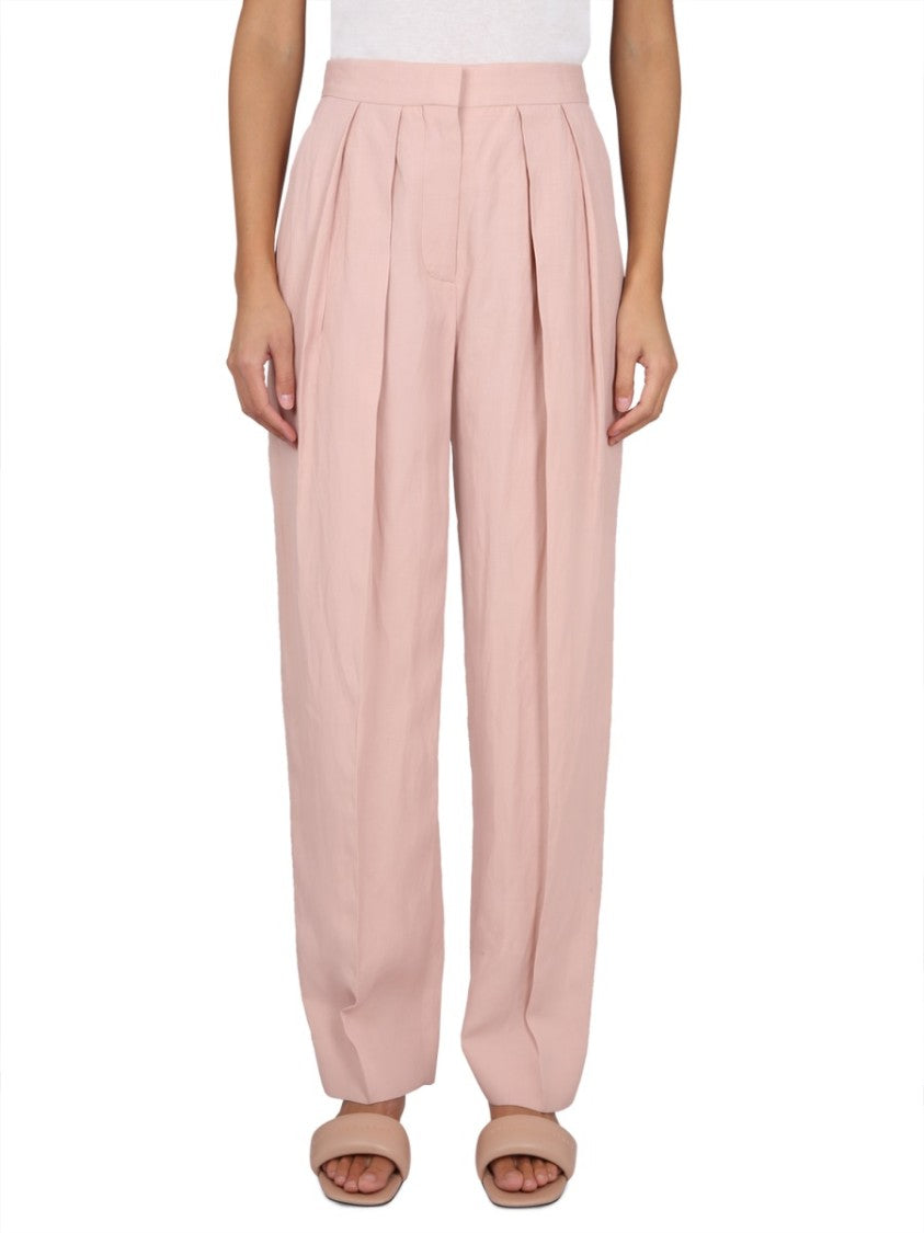 Pleated High-Waisted Soft Pants With Hook