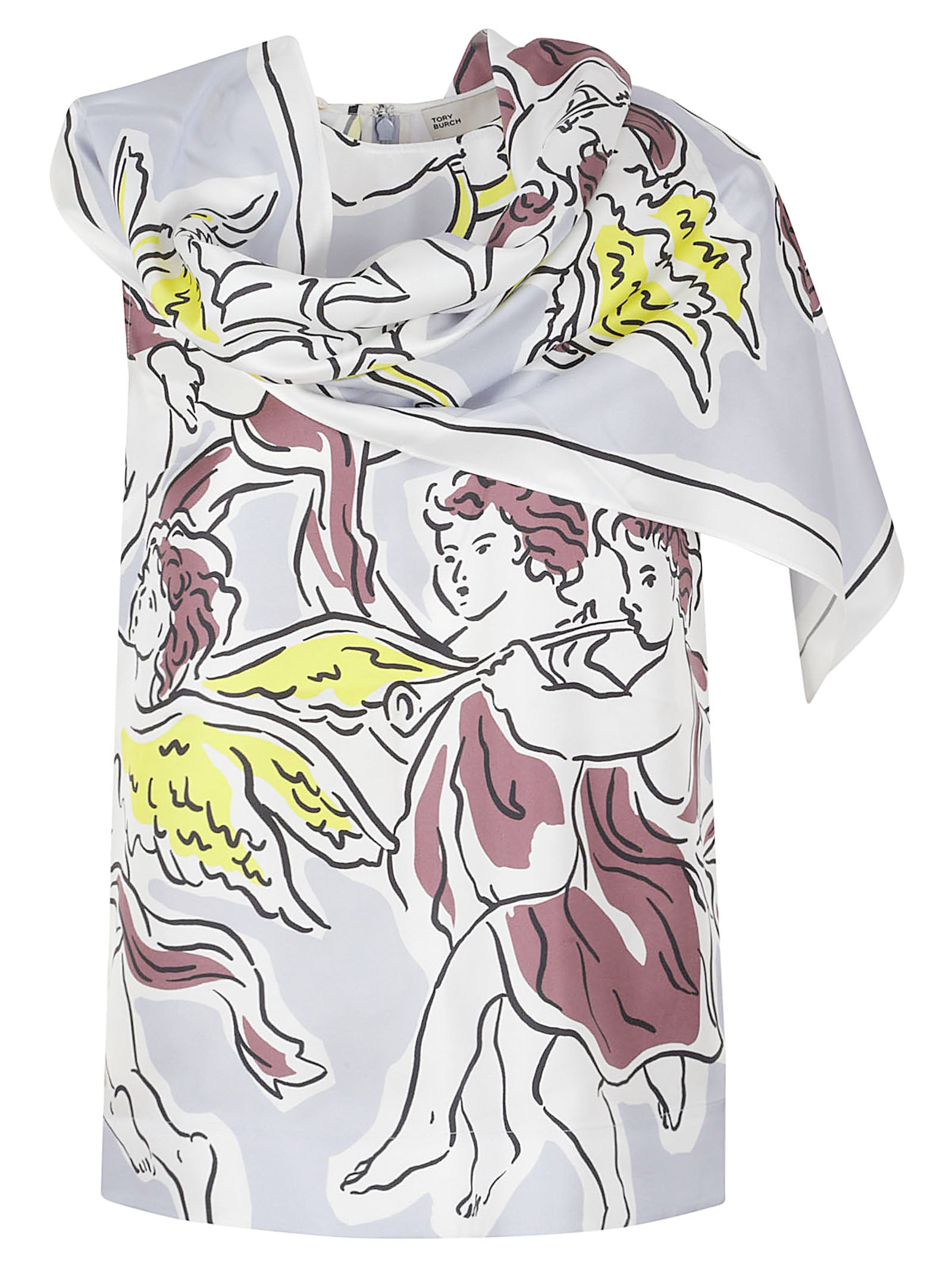 Silk Top With Cape-Style And Cherub Motif