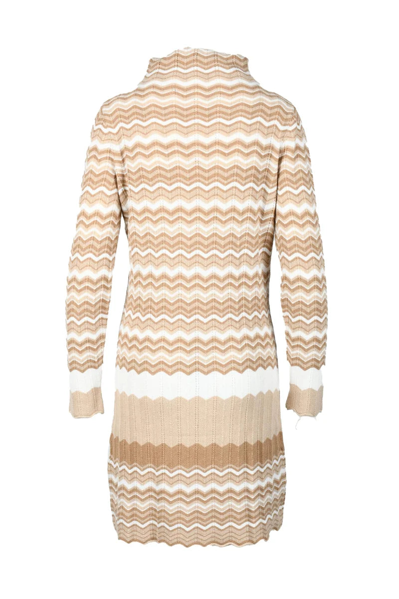 Fitted Mini Dress with Textured Zigzag Pattern