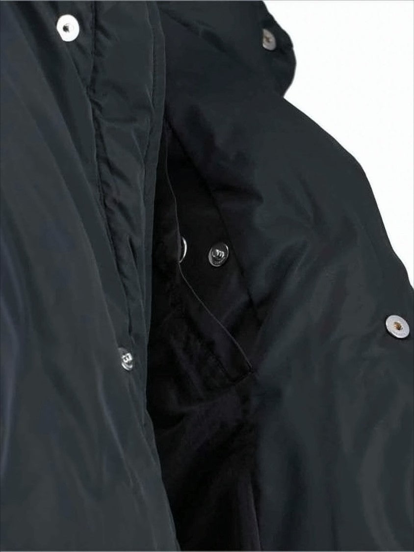 Cropped Padded Jacket With High Collar And Embroidered Detail