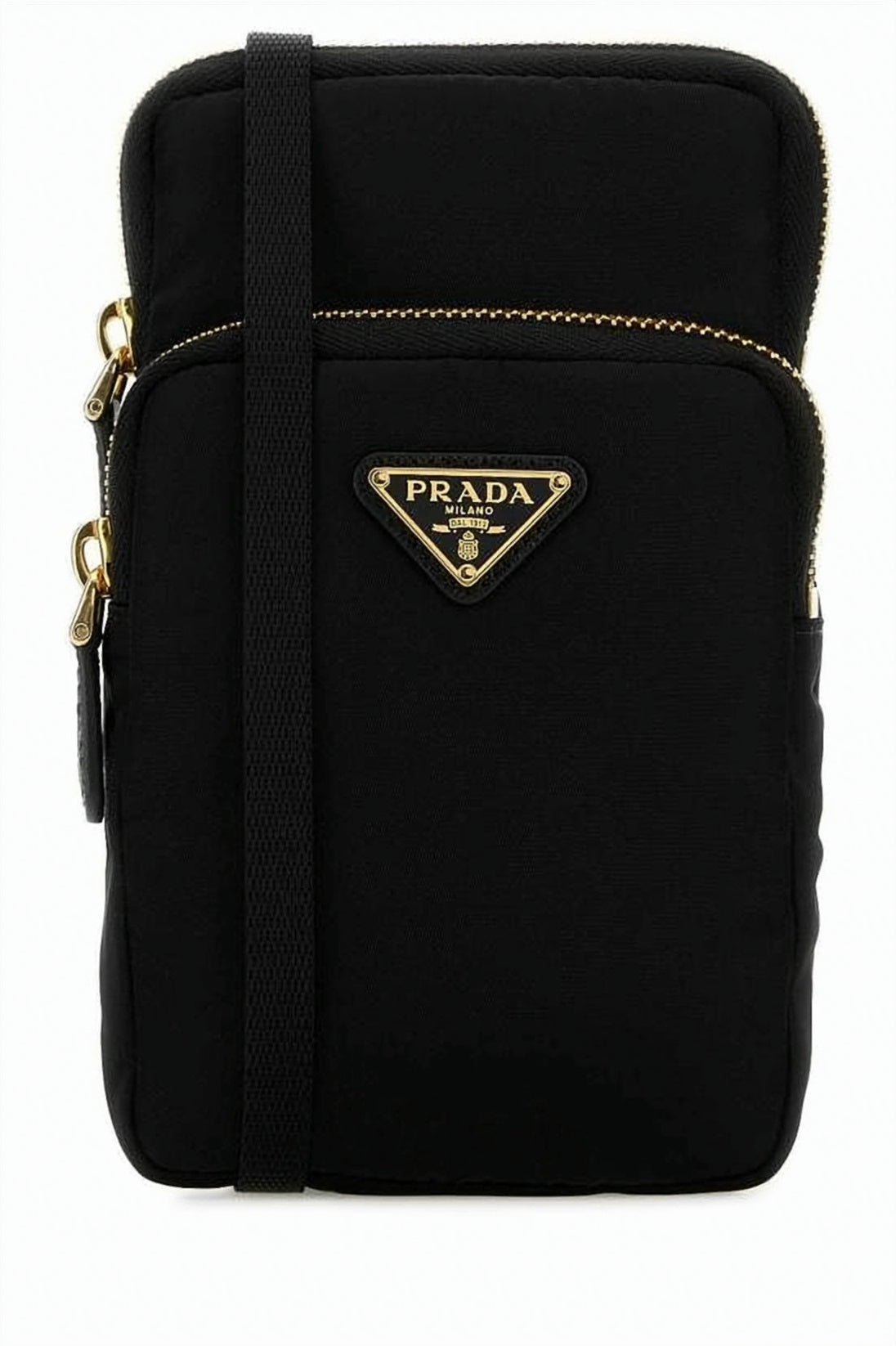 Compact Crossbody Bag in Smooth Recycled Nylon with Gold-tone Accents