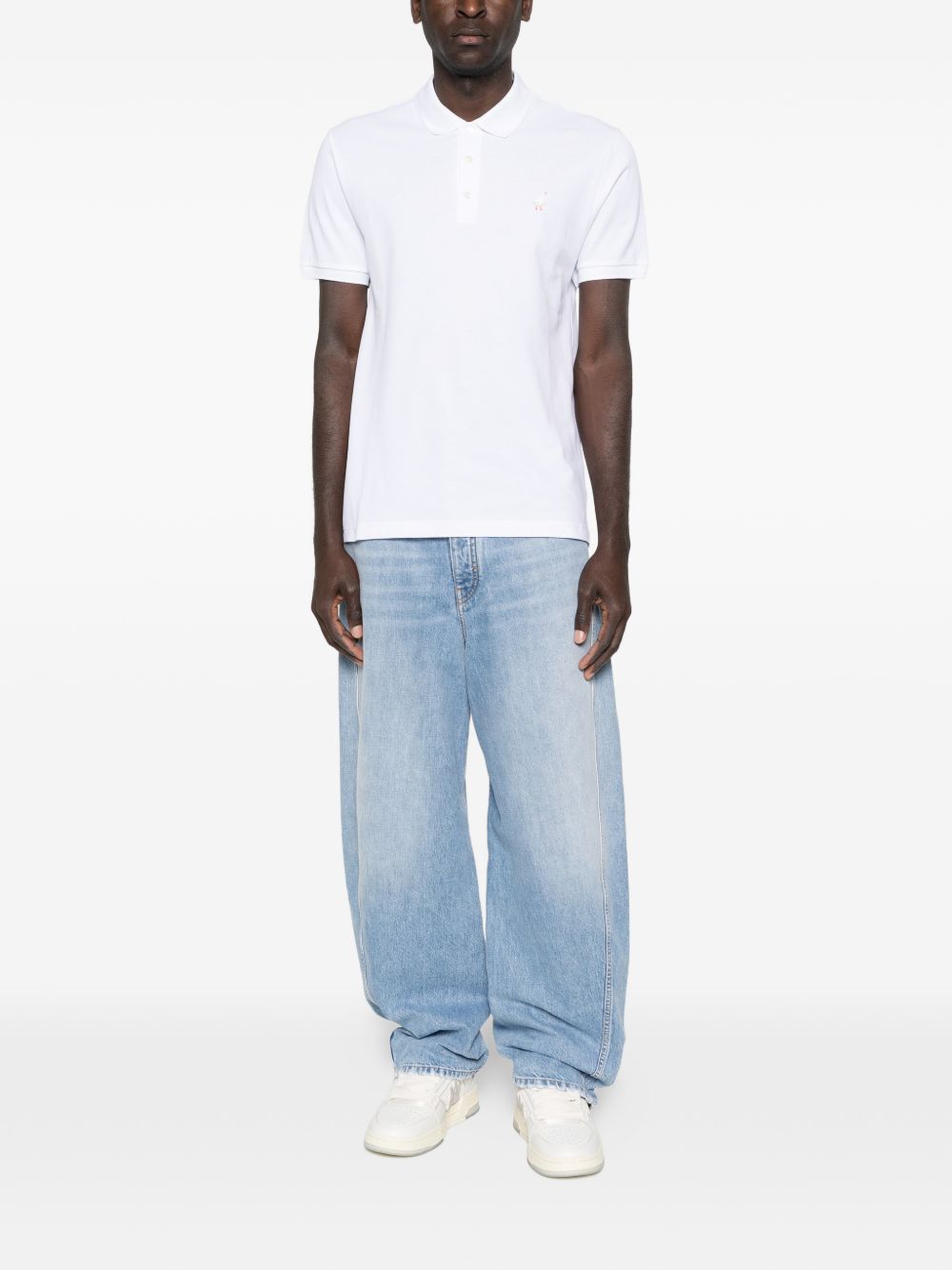 Minimalist White Polo Shirt with Silk