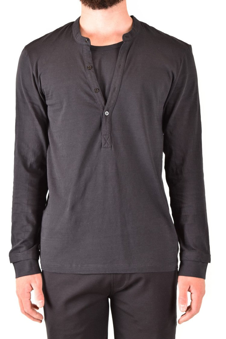 Long-Sleeve Black Cotton Shirt