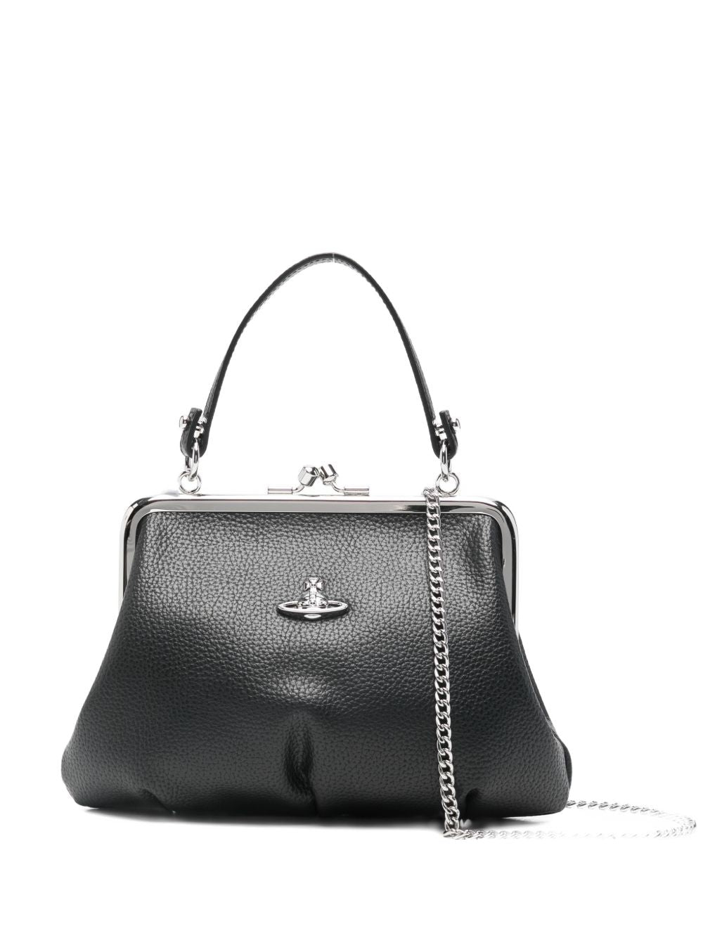 Pebbled Black Wallet with Top Handle
