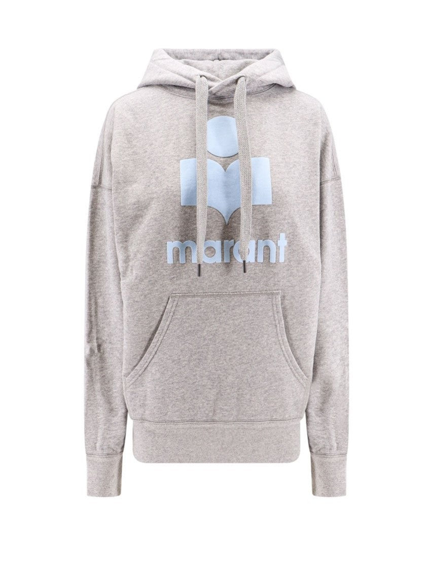 Heathered Fabric Hoodie with Graphic Logo Detail