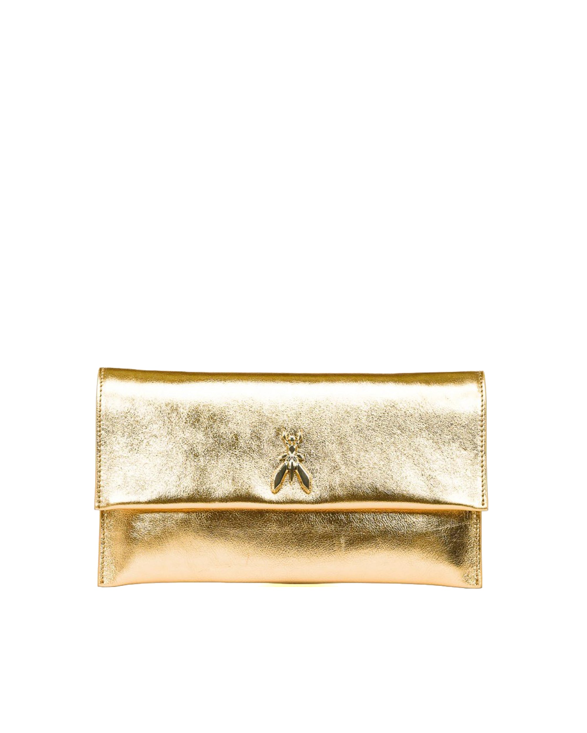 Gold Metallic Leather Clutch Bag