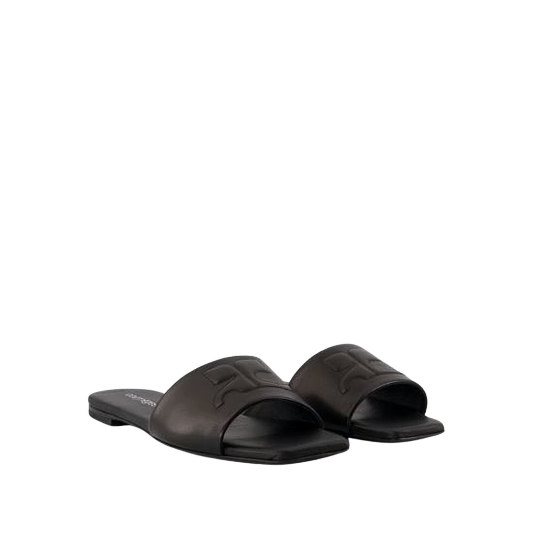 Minimalist Black Lambskin Slip-On Mules