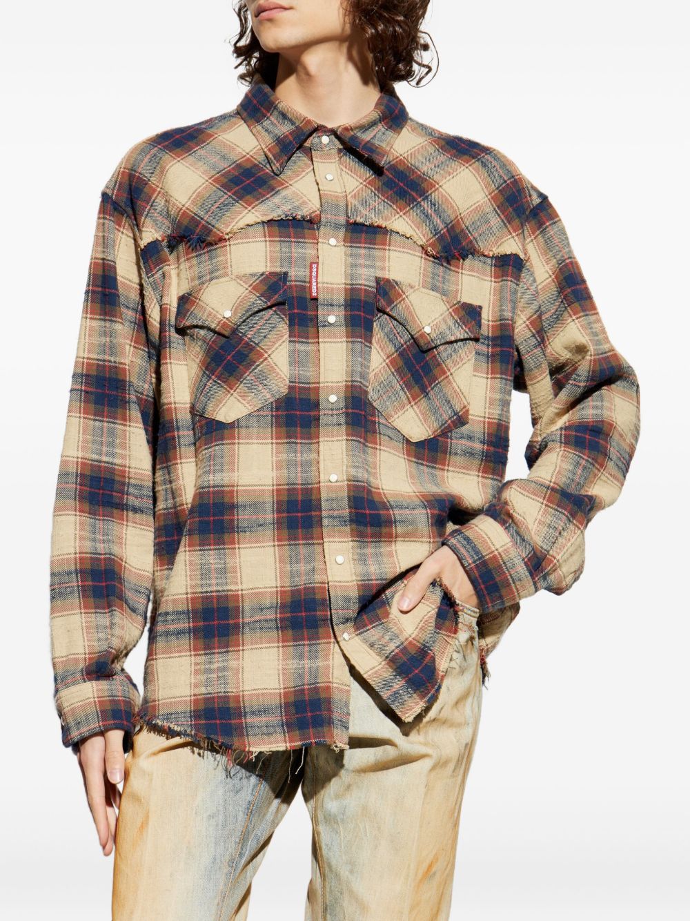 Beige Plaid Casual Shirt