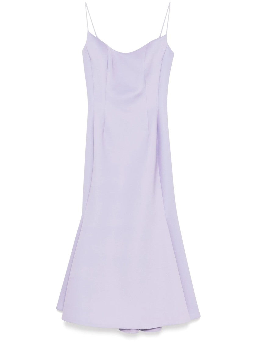 Mermaid Silhouette Lavender Midi Dress With Spaghetti Straps