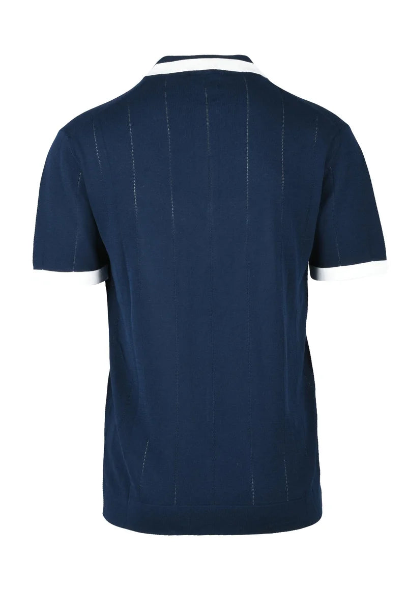 Knitted Cotton Polo - Blue