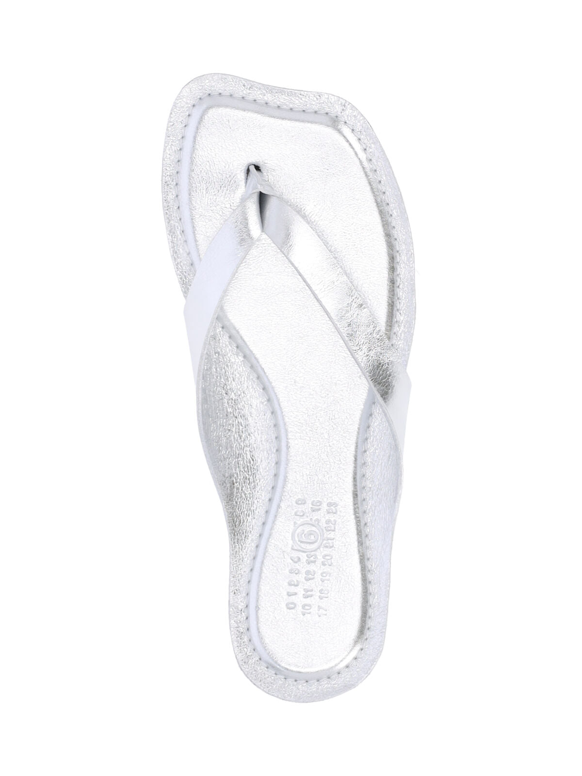 Silver Metallic Thong Contoured Sole Sandals