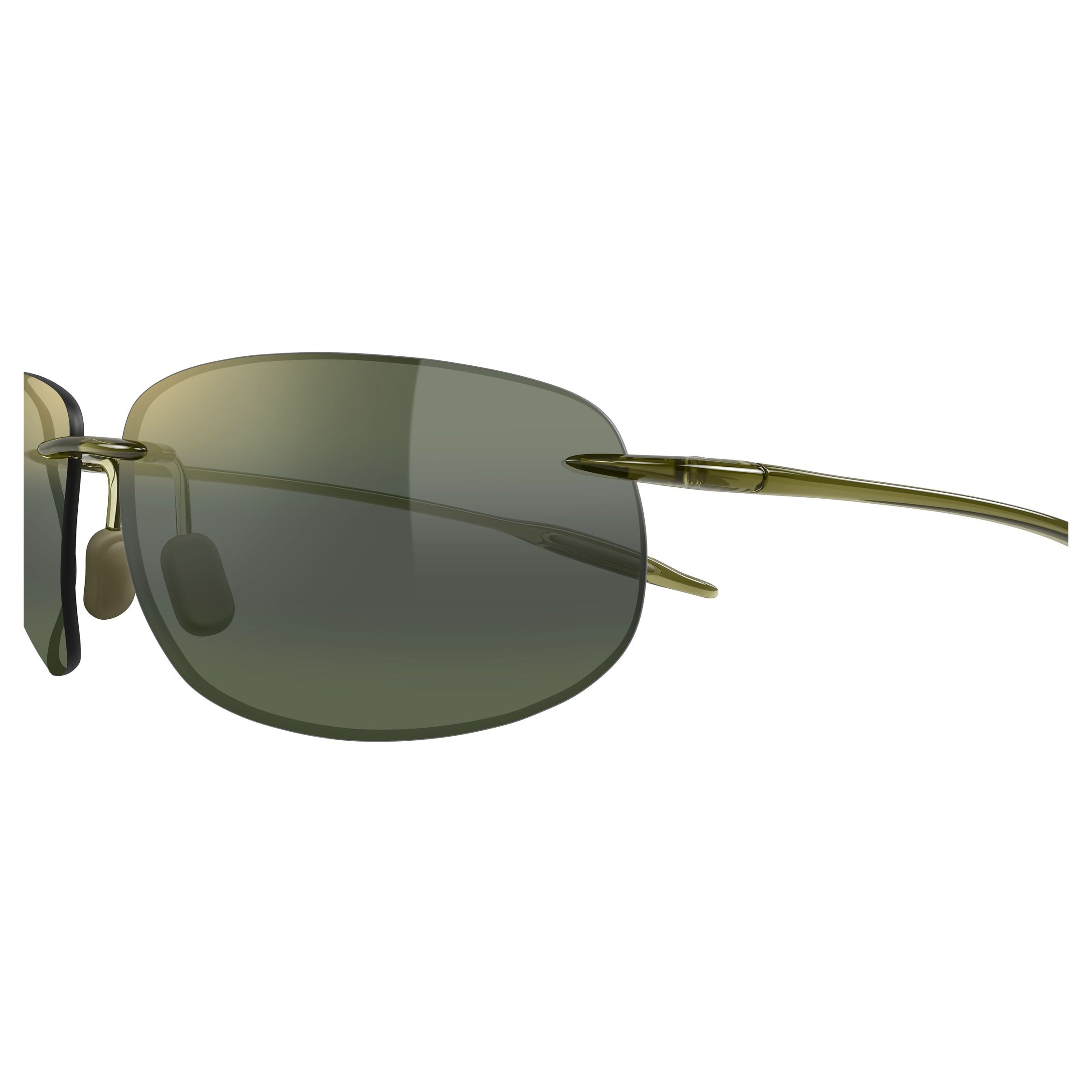 Breakwall Rimless Sunglasses with Rectangular Lenses and Olive-Green Accents